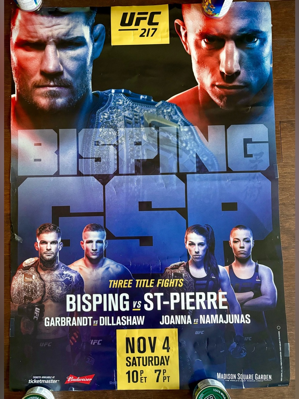 UFC 217 Fight Poster 27x39 Inches - Bisping vs GSP | Garbrandt vs Dillashaw PPV
